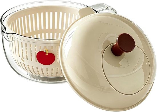 Fruitwasser Kom - Groente Slinger - Salades Maken - Directe Stop - 23x23x18 cm - Wit