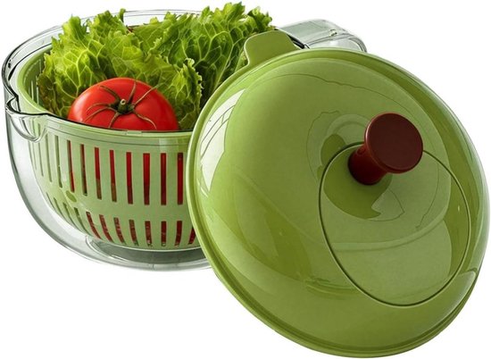 Fruitwasser Kom - Groente Slinger - Verse Salades Maken - Wiebelvrij Droogproces - 23 x 23 x 18 cm - Groen