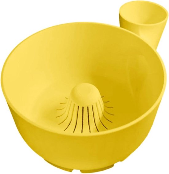 Fruitwasser Kom - Groente Zeef - Salade Bereiden - 4-in-1 Roterend Systeem - 20 cm - Geel