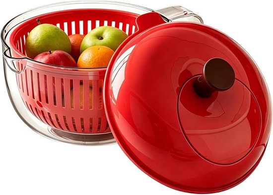 Fruitwasser Kom - Salade Spinner - Groente Fruit Wassen - Directe Stop Mechanisme - 23 x 23 x 18 cm