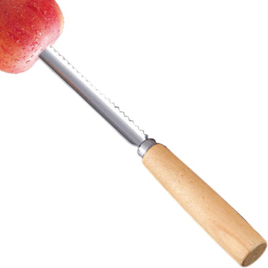 Fruitzuiger Roestvrij Staal - Keuken Gadget - Fruit Voorbereiden - Antislip Houten Handvat - N.v.t. - Staalgrijs