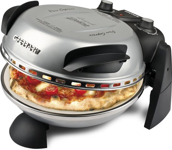 G3 Ferrari Delizia - Pizzaoven elektrisch - 400°C - Vuurvaste pizzasteen Ø31 cm - Pizza in 5 min - Zilverkleurig