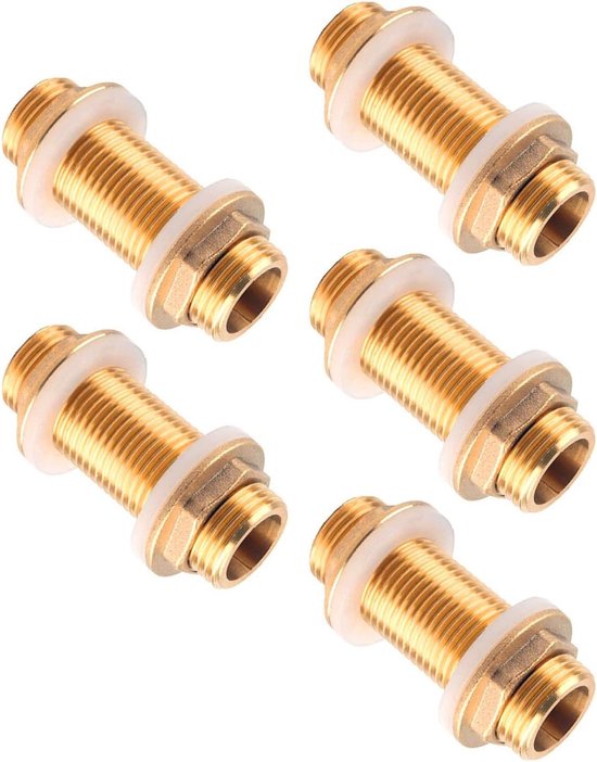 G3/4 Mannetje Slangadapter met Schroefverbinding en Siliconenafdichtingen voor Waterreservoirs, Geschikt voor Openingen van 21-26 cm (5 Stuks)