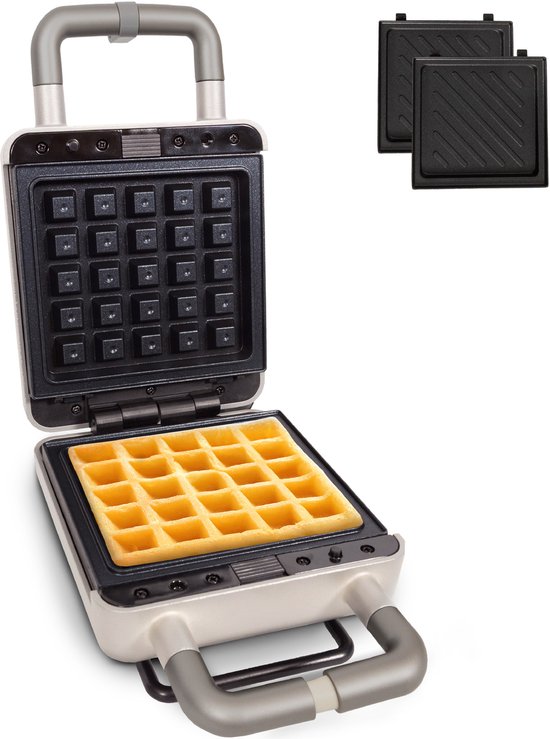 Gadgy Premium Wafelijzer - Zilver - 3-in-1 Grill, Tosti- & Wafelmaker - Verwisselbare Platen - 600W - Extra Krachtig - Brusselse Wafel van Gadgy