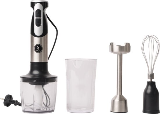 Galya cookware Staafmixer Set - 4-in-1 Handmixer 800 Watt - Hakmolen Roestvrij Staal – Handblender met Turbo – Professionele Hakmolens 240V – Staafmixer 1000 watt - Staafmixers - Staal/Zwart van Galya