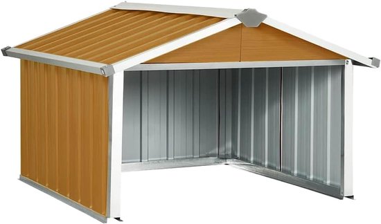 Garage voor grasmaaier, 92 x 97 x 63 cm, verzinkt staal, bruin