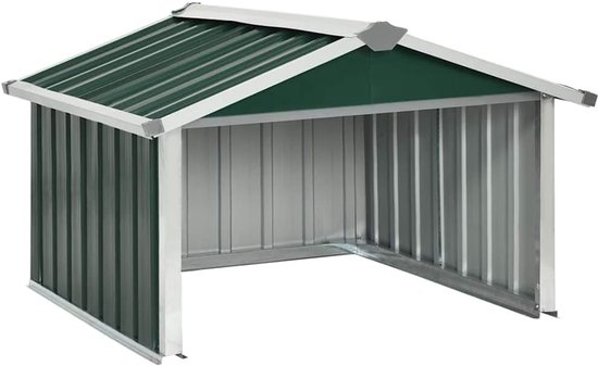 Garage voor grasmaaier, 92 x 97 x 63 cm, verzinkt staal, groen