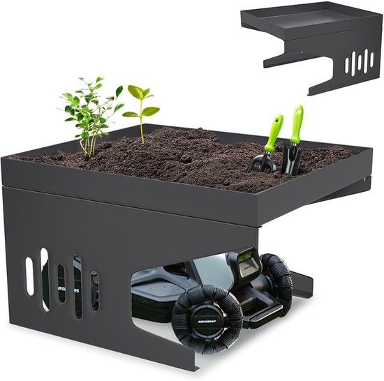 Garage voor robotmaaier, 70 x 60 x 43 cm, dak, grasmaaier, carport, overkapping, schuilplaats voor robotmaaier, zon- en regenbescherming, roestvrij, tuin, weerbestendig, antraciet