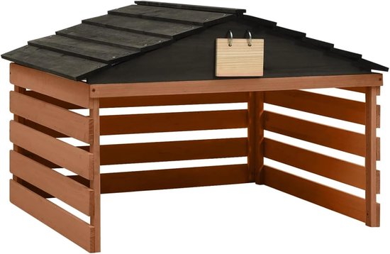 Garage voor robotmaaier, carport voor robotmaaier, overkapping, afdak, afdak, dennenhout, 78 x 74 x 54 cm, zwart en bruin
