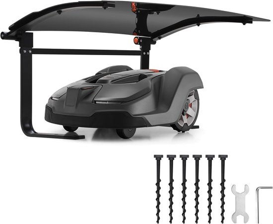 Garage voor robotmaaier, overdekte carport voor robotmaaier, garage voor robotmaaier, weerbestendig, 73 x 57 x 40 cm, materiaal metaal en kunststof