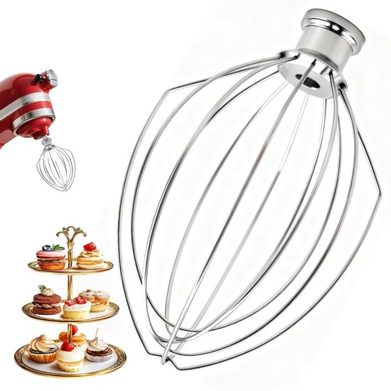 Garde Opzetstuk - Mixer Accessoire - Bakken Ingrediënten - Volledig RVS - 6-Draads Ontwerp - Zilverkleurig