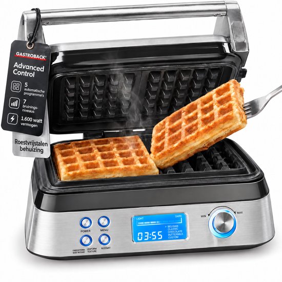 Gastroback - Advanced Control wafelijzer - 2 wafels tegelijk - 1600 Watt