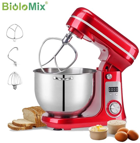 GDE - Keukenmachine - Kneedmachine - Staande Mixer met RVS Mengkom - Deegmixer - 1200W - Elektrische Keukenmixer