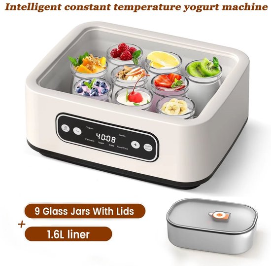 Geargalaxy Yoghurtmaker - Yoghurtautomaat - Fermentatiemachine - Gistingsmachine - Yoghurtmaker - Keukenfermenter - Met Timer - Wit