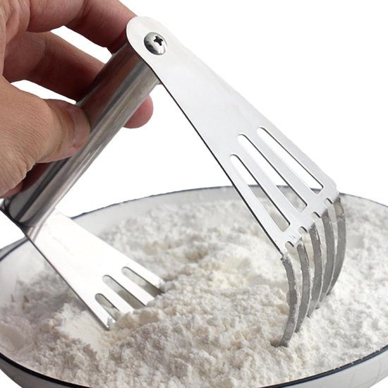 Gebakmixer - Koekensnijder - Eenvoudig Mengen - Robuust Roestvrij Staal - 20 cm Breed - Zilver