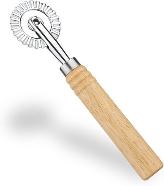 Gebaksnijwiel met Houten Handvat voor Pasta, Ravioli, Pizza - Deegsnijder en Gebaksnijder voor Thuiskeuken van Merkloos