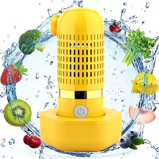Geel Draadloze USB fruit en groentewasmachine - draagbare voedselreiniger - compact ontwerp - praktisch voor dagelijkse voedselreiniging van OUTARO