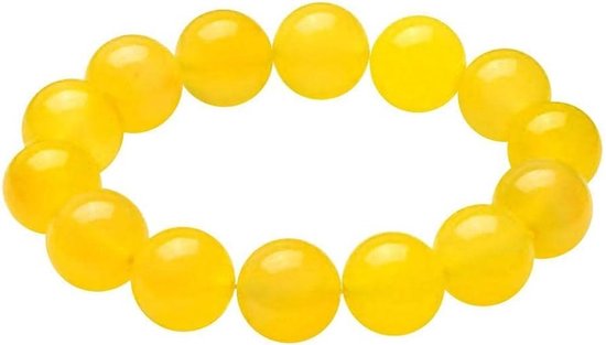 Geel Jaspis Armband met Agaat, Ronde Edelsteen Kralen, Rekbare Anti-Vermoeidheid Meditatie Armband voor Spirituele Balans en Energie van Merkloos