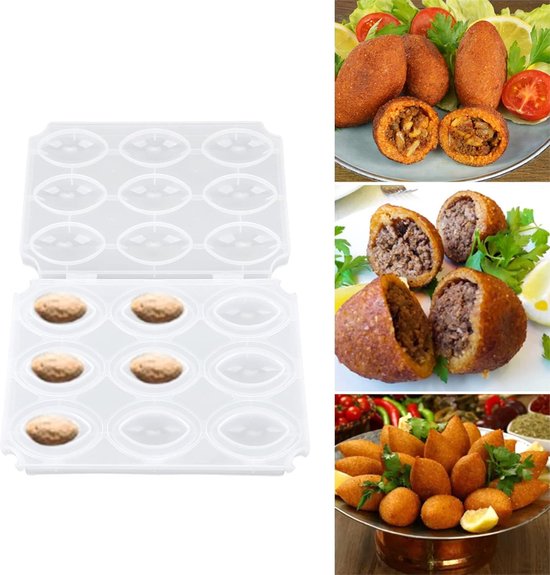 Gehaktbal Schimmel Processor Handleiding Gehaktbrood Maker Druk Tool DIY Kibbeh Rolls Maker Mould DIY 9 Grids Zelfgemaakte Vlees Maker (Transparant)