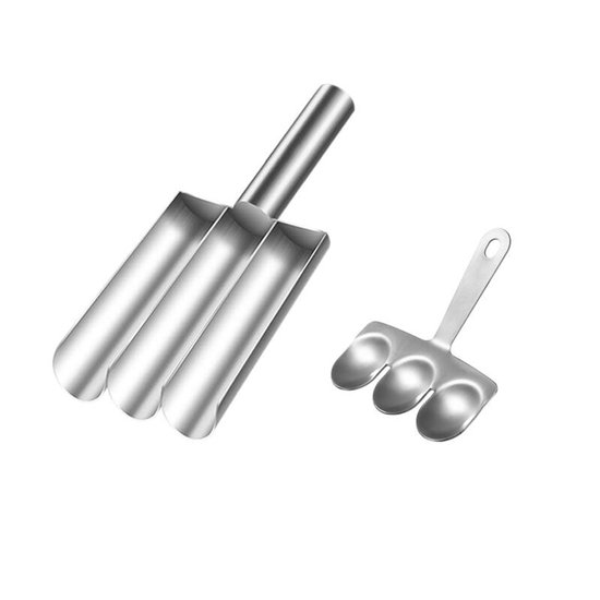 Gehaktbalmaker - 3-in-1 gehaktbal maker gereedschap - RVS - Handmatige - Gehaktbalvorm - Keukengerei - Keukenaccessoires - Gehaktballetjesmaker - Moeiteloos 3 gehaktballetjes tegelijk - 22.3*9.3cm - Zilver