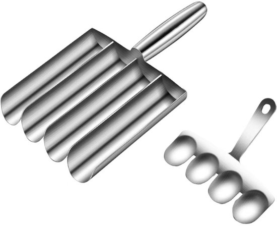Gehaktbalmaker - Gehaktbalvorm - 4-in-1 gehaktbal maker gereedschap - Keukengerei - Handmatige - Gehaktballetjesmaker - 24*14 cm - Zilver - RVS - Keukenaccessoires - Moeiteloos 4 gehaktballetjes tegelijk van Merkloos