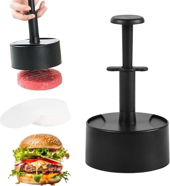 Gehaktbalmenmaker - Hamburger Meat Patty Press Draagbare Vleespers Grill Vleespers Ronde Hamburgervorm Gemalen Rundvlees Pers Gemalen Vlees Pers Spekdruk Hamburgermaker Buikspieren Zwart van Merkloos