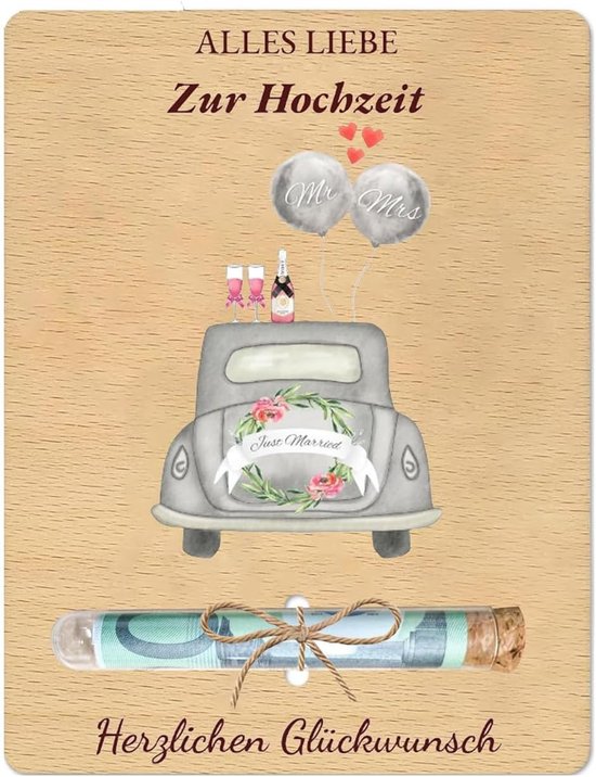 Geldgeschenk voor bruiloft met reageerbuis, unieke verpakking voor huwelijkscadeaus, bruiloftskaart, origineel cadeau idee voor het bruidspaar