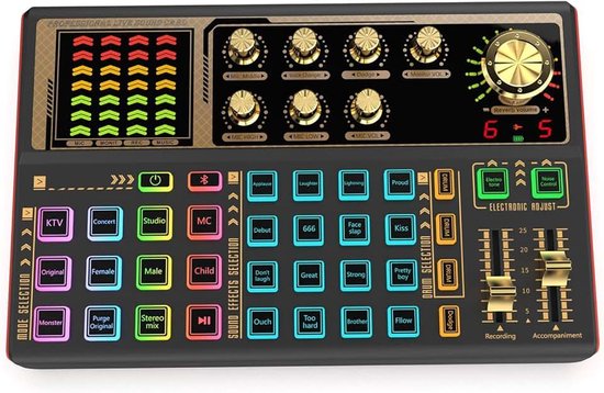 Geluidskaart Voice Changer, Draagbare Audiomixerbord Geluidseffecten, Externe Geluidskaarten voor Live Streaming Opname Begeleiding Gaming