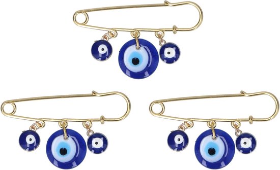Geluksbroche met Boze Oog Motief - 3 Stuks - Handgemaakte Broches voor Bescherming en Geluk van Merkloos