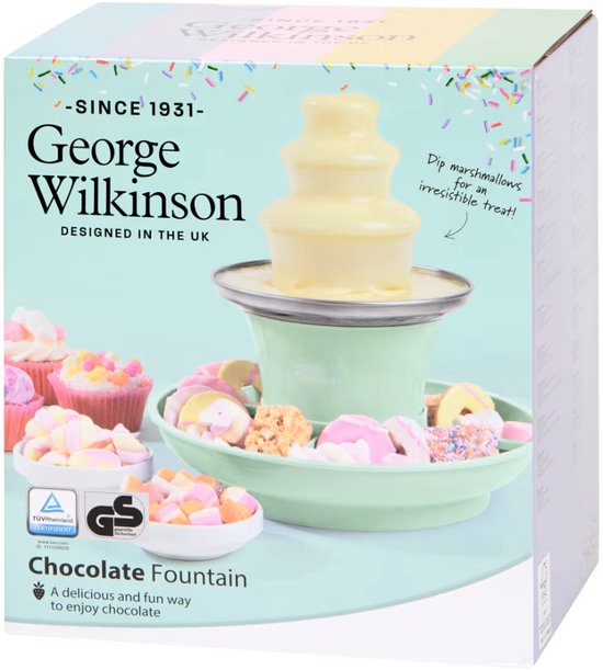 George Wilkinson Chocoladefontein - Fontein met 3 lagen -2 voedselschalen inbegrepen - Groen