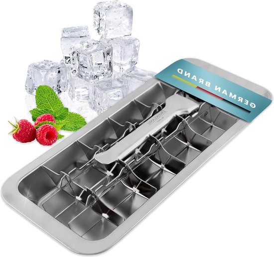 Gepolijste roestvrij stalen ijsblokjesvorm met hefboom-inzetstuk - makkelijk uitnemen - levensmiddelen - duurzame ijsblokjesmaker van Velaze