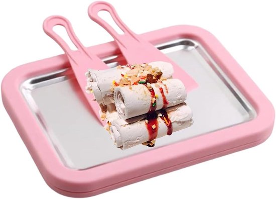 Gerolde ijsmachine - Dessertmaker Vriezer - Desserts Maken - Dubbele Schraper - 10 Min Vriestijd - Roze van Merkloos