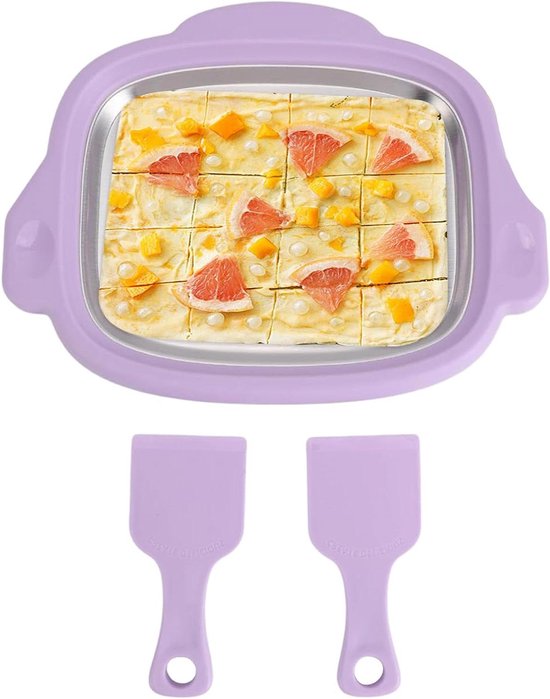 Gerolde ijsmachine - IJsmaker Dessertmaker - Zelf Desserts Maken - Zonder Stroom - 3 Porties - Paars