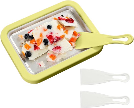 Gerolde Ijsmachine - Yoghurt Maker - Snelle Desserts Maken - Instant Koude Plaat - 26 x 21 cm - Groen van Merkloos