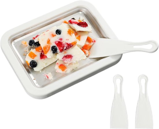 Gerolde ijsmachine - Yoghurtroller Sorbetmaker - Desserts Maken - Handmatig Zonder Stroom - 22.5 x 17.5 cm - Wit