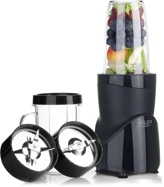 G&G blender - Power blender - Smoothie - Cocktail - Hakmolen - Ice crusher - 4x BPA vrij drinkfles - 1200W - 2 messen - Zwart