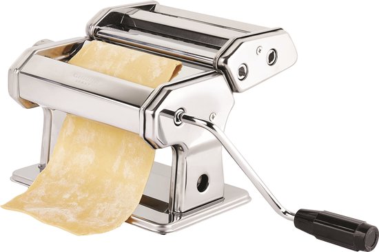 Ghidini Pastamachine Chroom - Handmatige Pastamaker met Instelbare Deegdikte - Duurzame Roestvrijstalen Pasta machine voor Zelfgemaakte Pasta van Ghidini