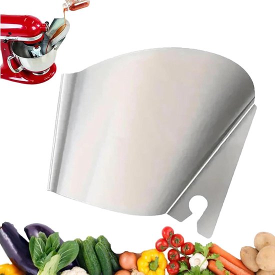 Gietschild Mixer - Spatbescherming Roestvrij Staal - Voorkom Morsen - Stevig Ontwerp - 20 cm - Zilver