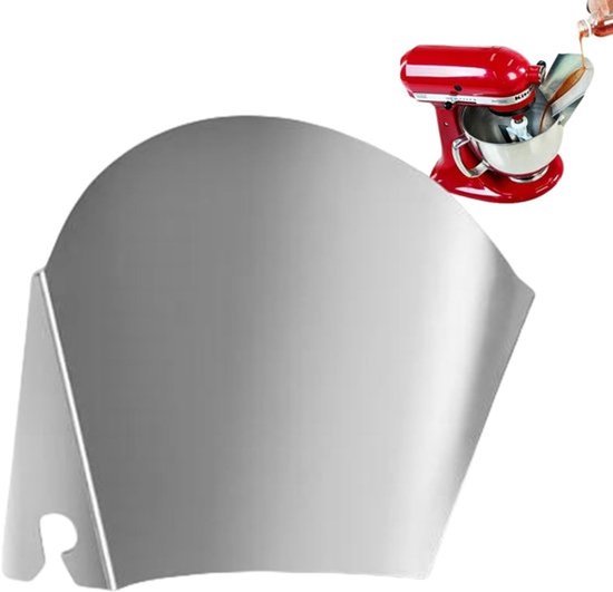 Gietschild voor mixer - Keukenaccessoire - Voor schoon bakken - Voedselveilig roestvrij staal - 19 x 15 cm - Zilver