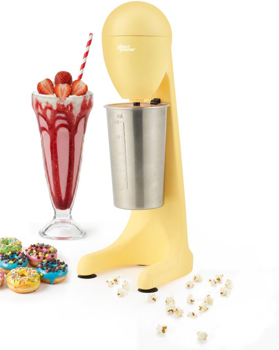 Giles & Posner Funfair Milkshake Maker - 2 Snelheden, 500ml, Mat Geel van Merkloos