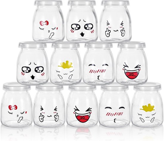 Glas Joghurtpotjes Met Deksel - 12 Delige Set Voor Pudding En Yoghurt (150ml)