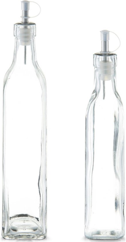 Glazen azijn/olie flessen met schenktuit 270 ml en 500 ml - Zeller - Keuken - Tafel dekken - Azijnflessen - Olieflessen - Doseerflessen van glas