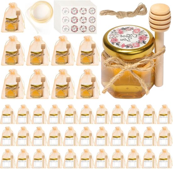 Glazen Bewaarpotten 45ml met Schroefdeksel – 40-Pack Luchtdichte Potten voor Jam, Honing, Yoghurt, Fermentatie en Maaltijdvoorbereiding – Voedselveilige Glazen Opbergpotten