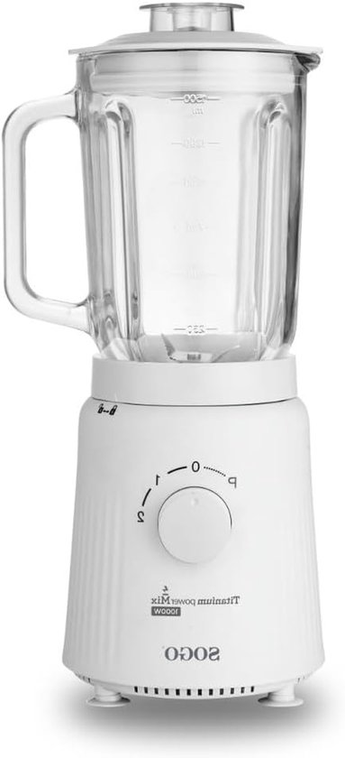 Glazen Blender - Smoothie Maker - Dranken Maken - Titanium Messen - 1.5 Liter - Wit