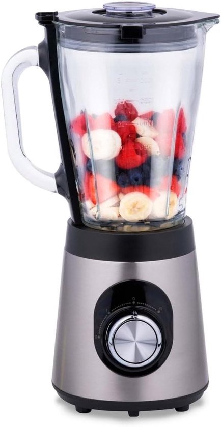 Glazen Blender - Smoothie Maker - Sauzen Mixen - RVS Accenten - 1.5 Liter - Zilver