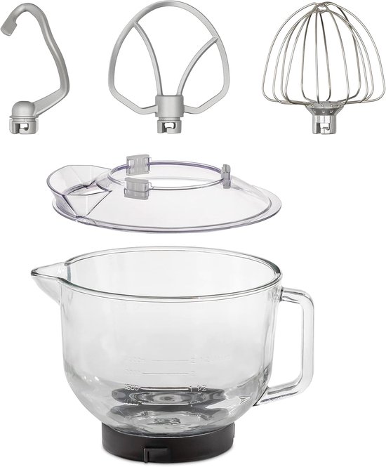 Glazen Mengkom 4,5 Liter met Handvat, Maatstrepen en Schenktuit - Inclusief Accessoires