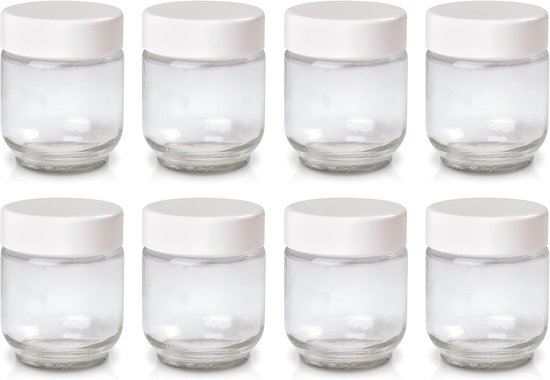 Glazen potten voor yoghurtmaker - Set van 8 voor verschillende soorten yoghurt van Merkloos