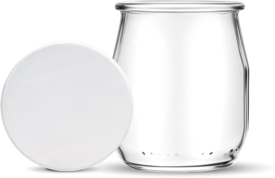 Glazen Yoghurtpotten - Zuivelpotten Conserveren - Zelf Yoghurt Maken - Franse Productie - 143 ml - Transparant