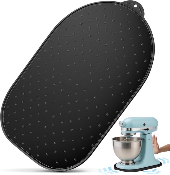 Glijmat Geschikt voor KitchenAid keukenmixers, siliconen glijmat, aanrechtbeschermer, glijdt soepel, zwart.