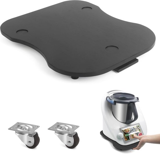 Glijplank Keukenmachine - Accessoire Bamboe - Apparaat Verplaatsen - Stabiele Ondersteuning - 37 cm - Zwart